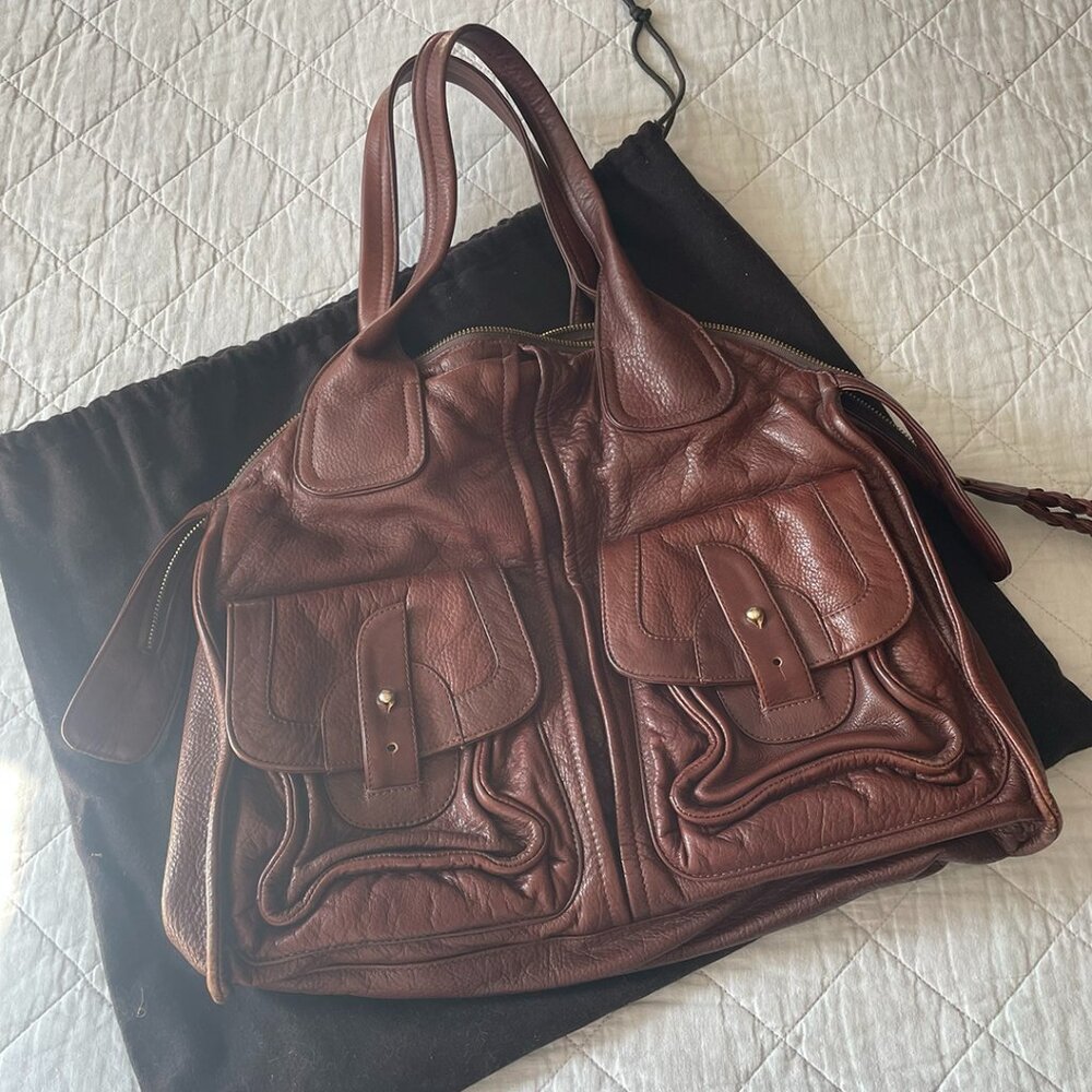Bulga Brown Leather Large Tote